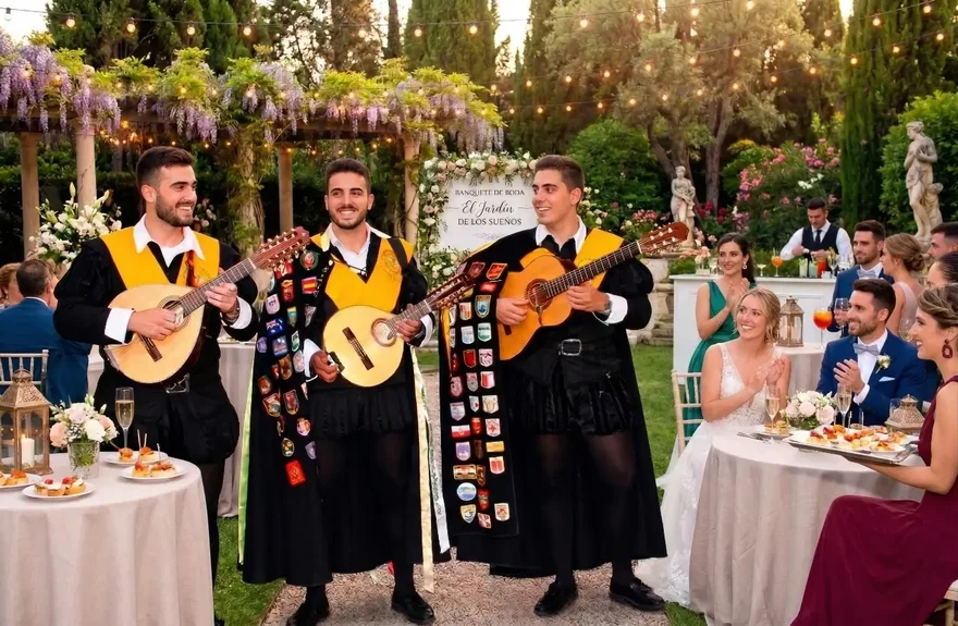Tuno de La Tuna de la Alegría actuando en una boda